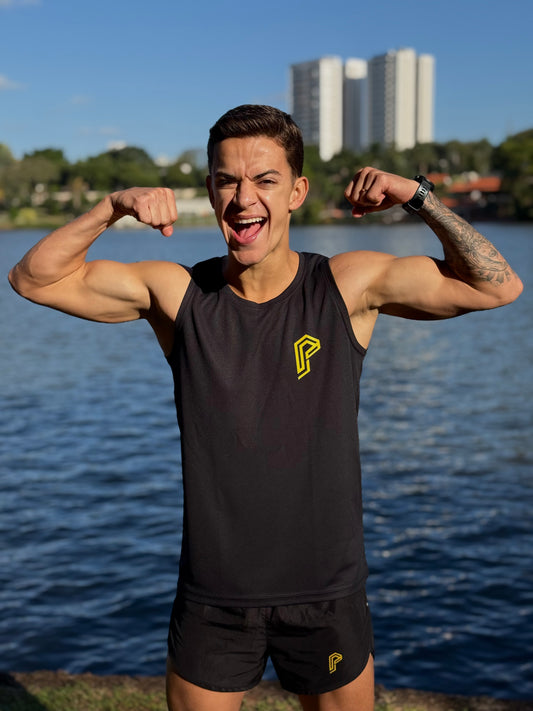 Regata Masculina Dry Fit Tem Que Ter Fome Preta com Proteção UV