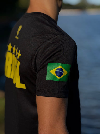 Camiseta Masculina Dry Fit Brasil Preta com Proteção UV