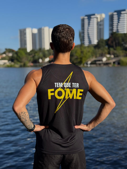 Regata Masculina Dry Fit Tem Que Ter Fome Preta com Proteção UV