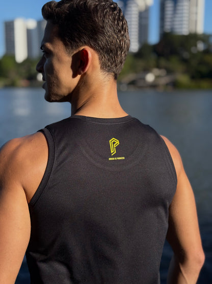 Regata Masculina Dry Fit Tradicional Preta com Proteção UV