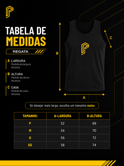 Regata Masculina Dry Fit Tem Que Ter Fome Preta com Proteção UV