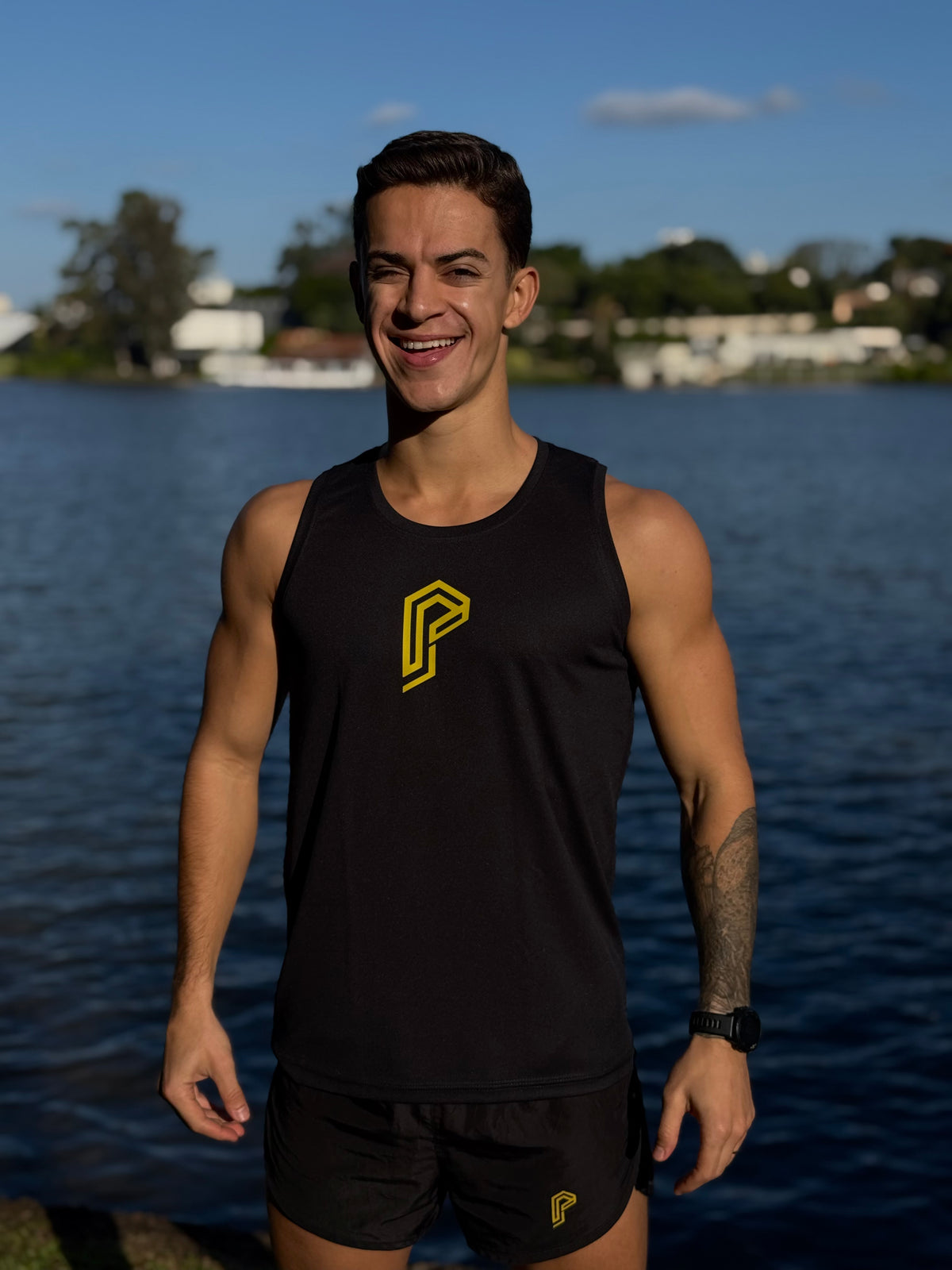Regata Masculina Dry Fit Tradicional Preta com Proteção UV
