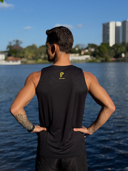 Regata Masculina Dry Fit Tradicional Preta com Proteção UV
