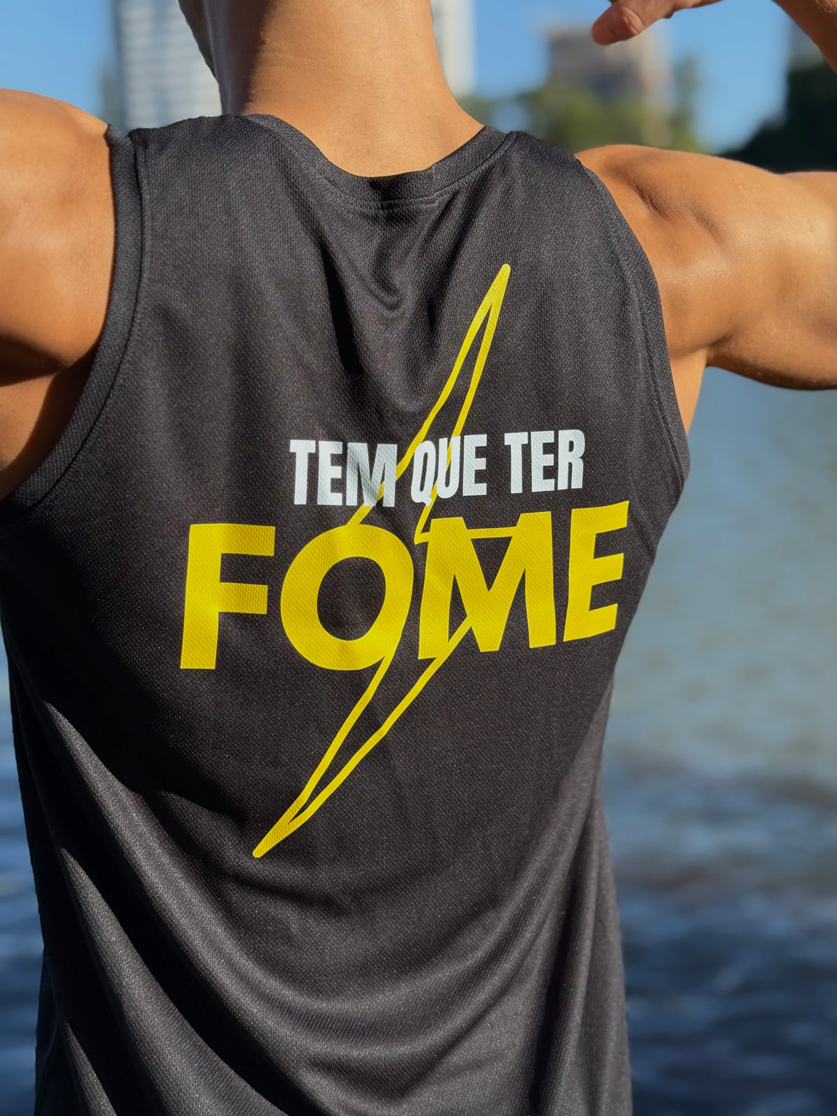 Regata Masculina Dry Fit Tem Que Ter Fome Preta com Proteção UV